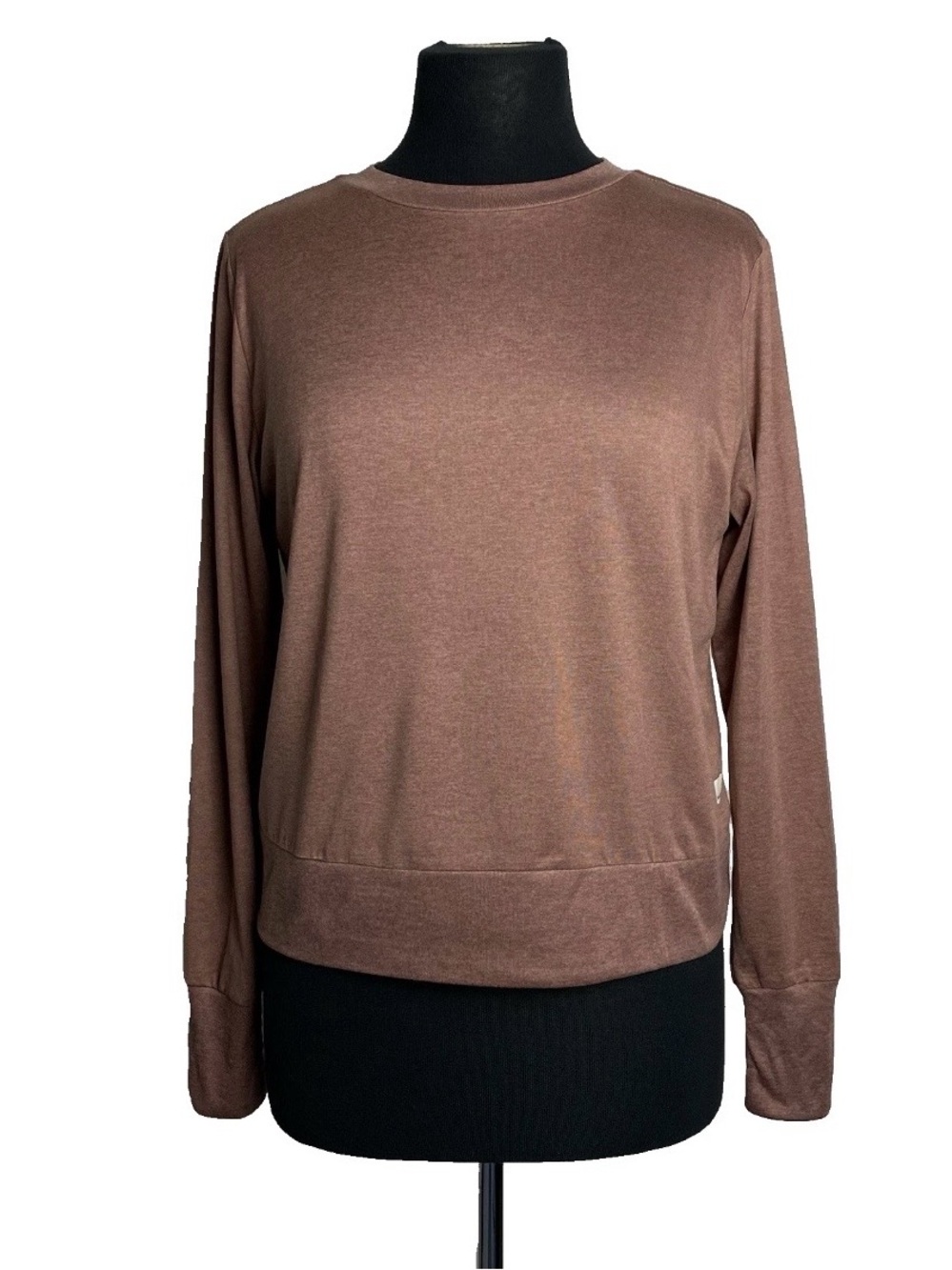 Vuori Daydream Crew Long Sleeve Cropped Top Womens Small Taupe Heather VW133
